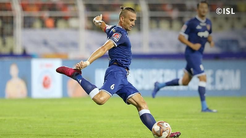 The Romanian player made a total of four tackles and eight clearances throughout the game (Image Courtesy: ISL website)