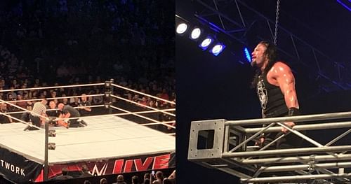 Xavier Woods being attended by the medics/ Roman Reigns
