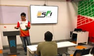 Lokesh Suji - Director, ESFI speaks to the students at GISB