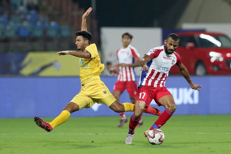 Pranoy Halder (R) had a poor outing for ATK