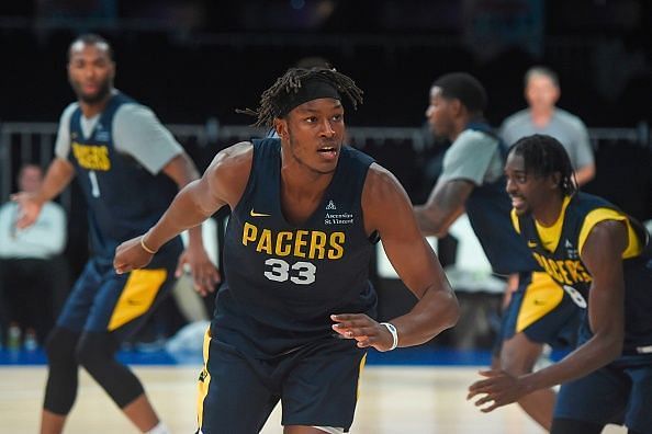 Myles Turner during the practice session ahead of the NBA India Games 2019