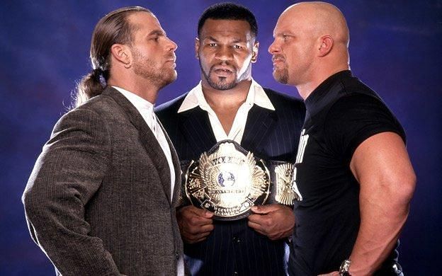 Mike Tyson with Shawn Michaels and Steve Austin