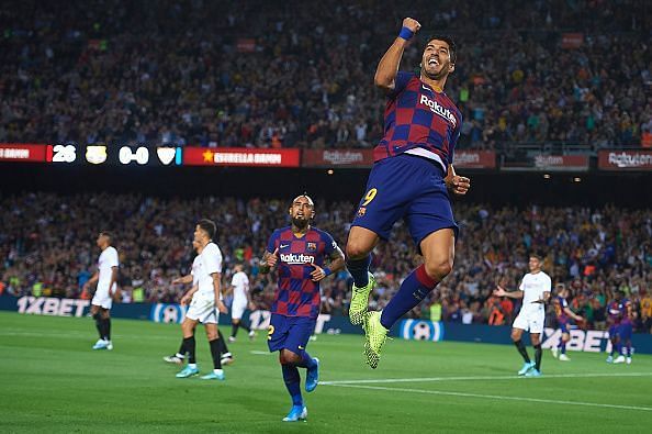 Suarez was on target to get Barcelona rolling against Sevilla