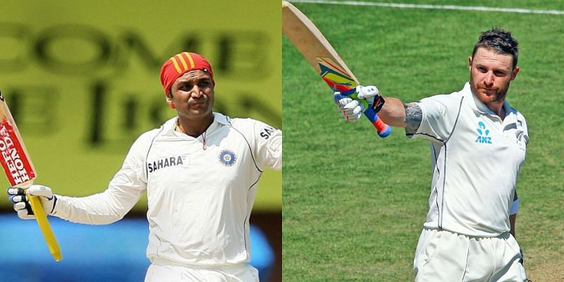 Virender Sehwag (left) and Brendon McCullum (right)