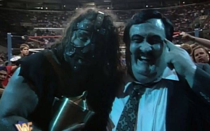 Mankind and Paul Bearer during the aftermath of SummerSlam 1996.