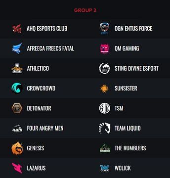 The 16 teams of group 2