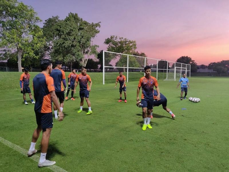 Young Odisha FC players training in Qatar