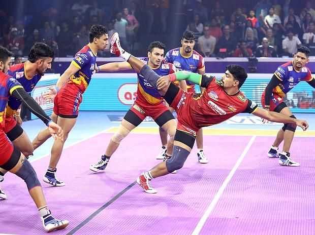 Pawan Sehrawat was in terrific form on the mat for the Bengaluru Bulls