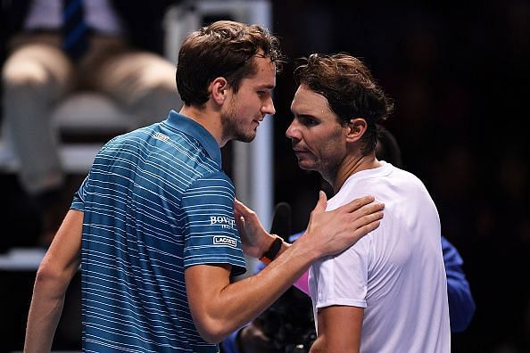 Daniil Medvedev and Rafael Nadal after the conclusion of their match