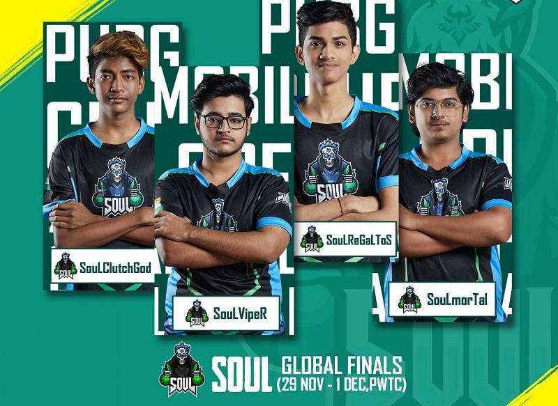Team SouL&#039;s roster for PMCO Fall Split 2019 Global Finals (Image: PUBG Mobile Esports)
