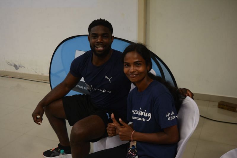 Poonam with former Manchester City player Micah Richards