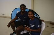 Poonam with former Manchester City player Micah Richards