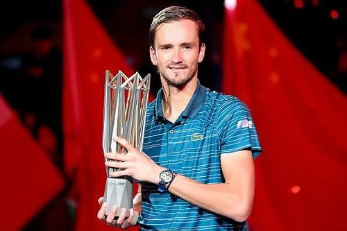 Daniil Medvedev with the 2019 Shanghai Masters trophy