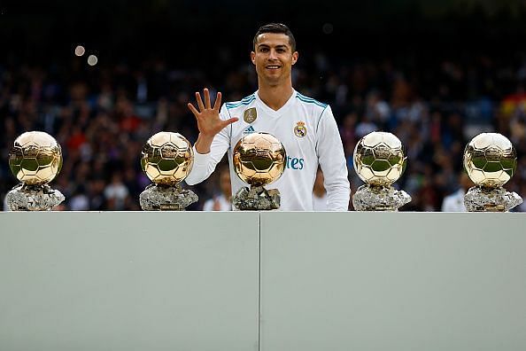 Ronaldo shows off his Ballon d&#039;Or collection