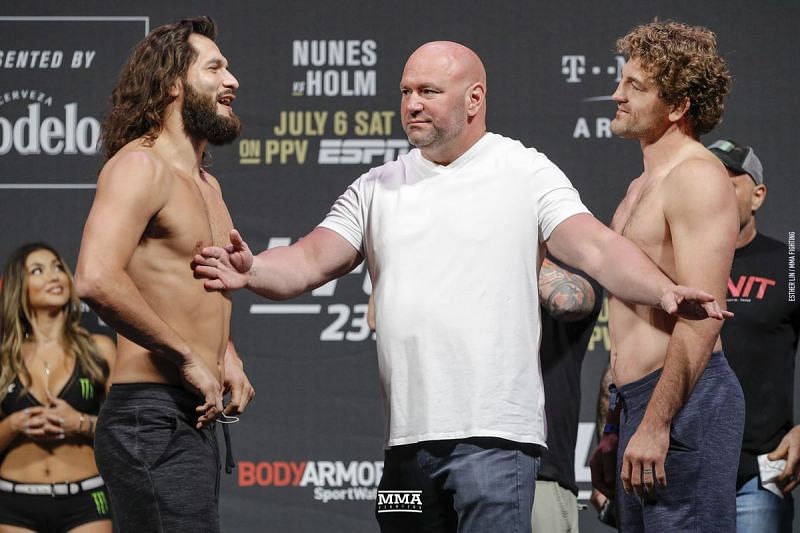 Jorge Masvidal and Ben Askren facing off prior to their fight