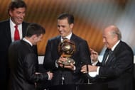 FIFA Ballon d'Or Gala 2012 - former winner Fabio Cannavaro hands over the trophy to Lionel Messi