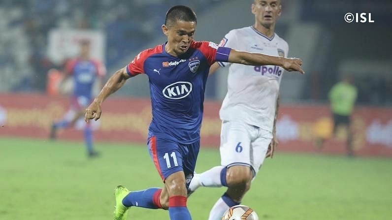 Sunil Chhetri got his first goal of the season. Photo Credits: indiansuperleague.com