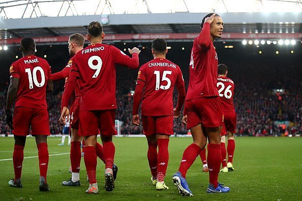 Virgil van Dijk and his teammates celebrate