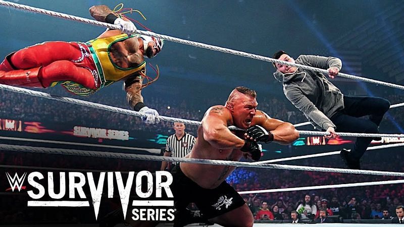 Rey Mysterio and his son blasted Brock Lesnar with a double 619!