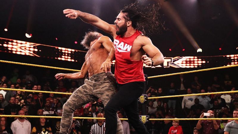 Seth Rollins unloading on Tommaso Ciampa