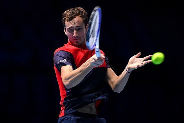 Daniil Medvedev practising ahead of his first match at the ATP Finals 2019