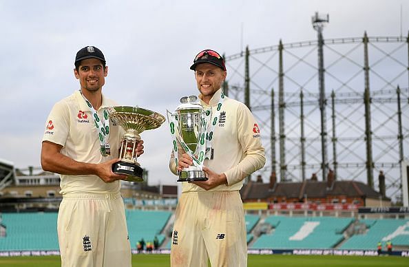 Alastair Cook (left)