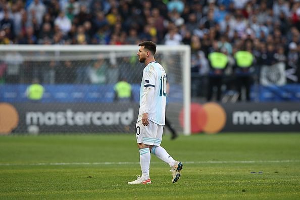 Lionel Messi in an Argentina shirt