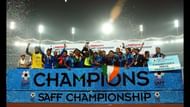 India lifting the SAFF Cup in New Delhi