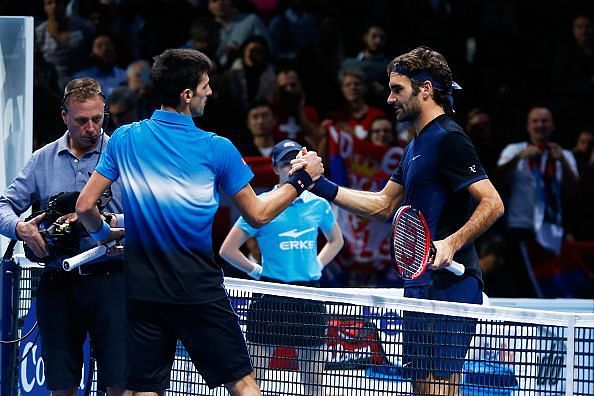 Novak Djokovic(L) and Roger Federer