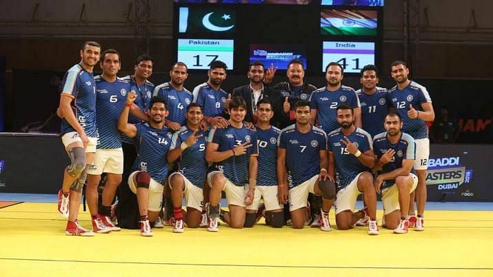 Indian Kabaddi team after defeating Pakistan at the Kabaddi Masters 2018 in Dubai