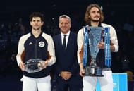 Dominic Thiem (extreme left) had a 4-2 head-to-head record over Tsitsipas coming into the final