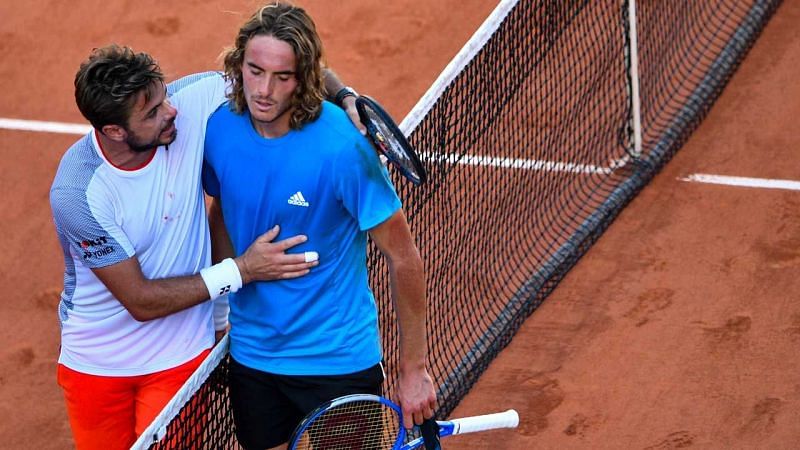 Tsitsipas looks disconsolate after losing an epic-five setter to Wawrinka