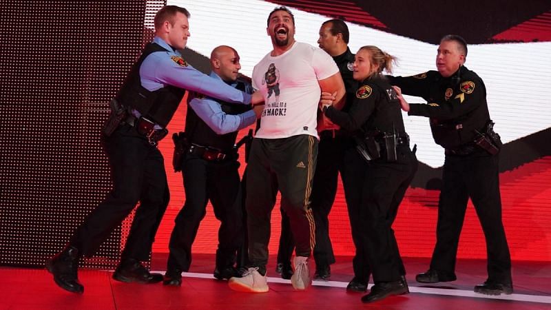 Rusev getting arrested on RAW