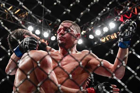 Masvidal and Diaz in action at UFC 244.