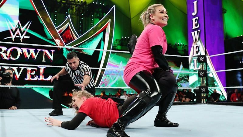 Natalya and Lacey Evans at WWE Crown Jewel