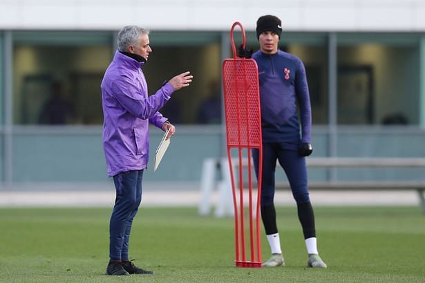 Jose taking charge of his first Tottenham training session on Wednesday afternoon