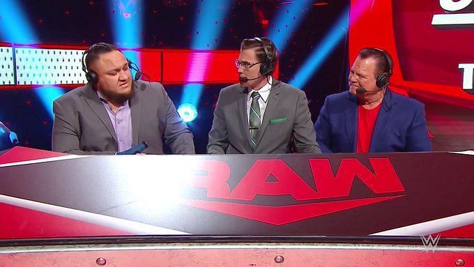 Why is Samoa Joe the third man on RAW commentary?