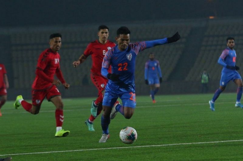 Super-sub Seiminlen Doungel scored the lone goal for India in their game against Afghanistan (Image Credits: AIFF Media)