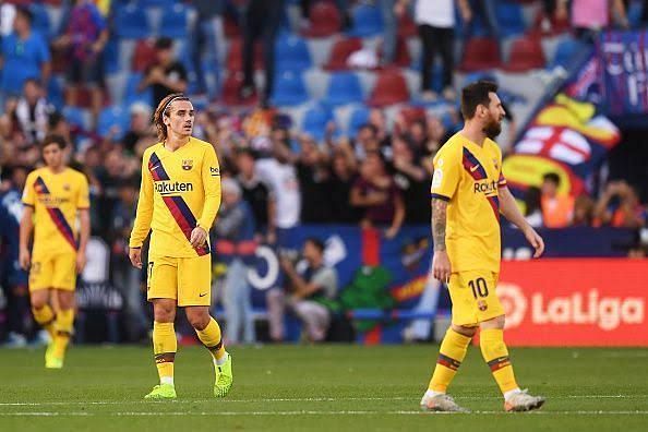 Barcelona suffered a shock 3-1 defeat away at Levante.