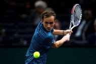 Daniil Medvedev is seen in action at the Paris Masters
