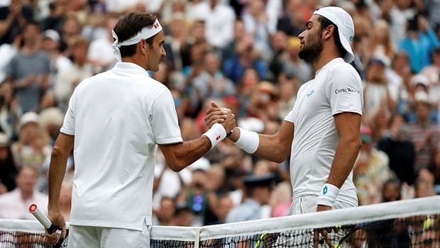 Roger Federer (left) and Matteo Berrettini