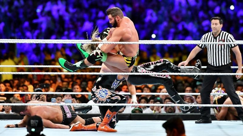 Zack Ryder and Curt Hawkins compete at WWE Crown Jewel