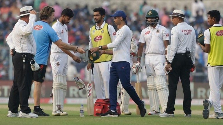 Mohammad Shami&#039;s bouncer hit Nayeem Hasan hard.