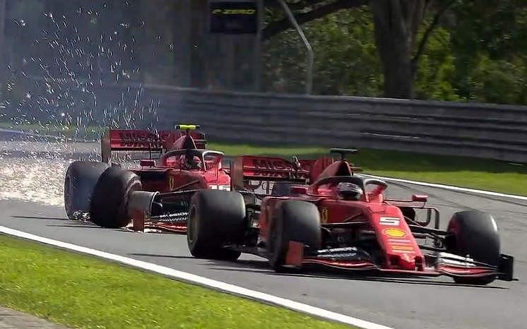 The 2 Ferraris taking each other out in Brazil