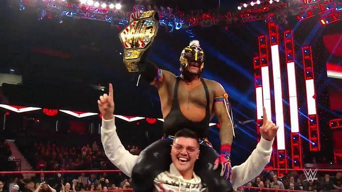 Rey and Dominik Mysterio celebrating on RAW