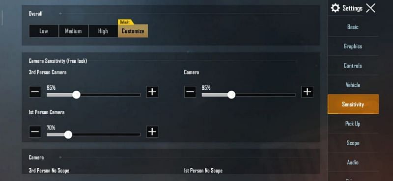 Camera Sensitivity for ARs in PUBG Mobile