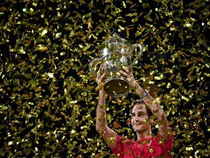 Federer hoists aloft his 10th Basel title