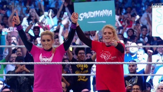 Nattie and Lacey Evans made history as part of the first Women&#039;s match at Crown Jewel