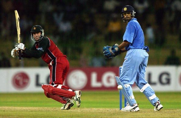 Andy Flower batting against India