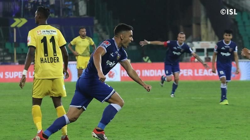 Chennaiyin FC scored their first ISL goals for more than 700 minutes against Hyderabad